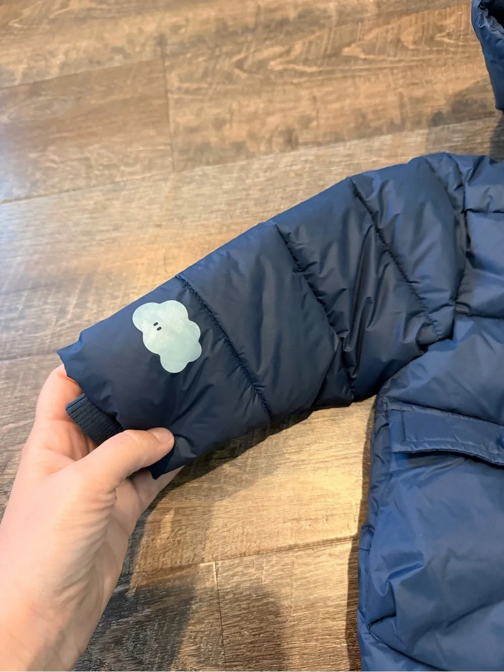 MORI Baby Dinosaur Puffer Jacket Navy Blue Hooded Coat 6-12 Months Waterproof